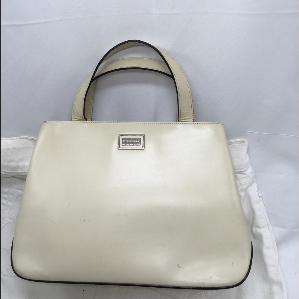 BURBERRY Smooth Leather Nova Check Plaid Interior HandbagVintage